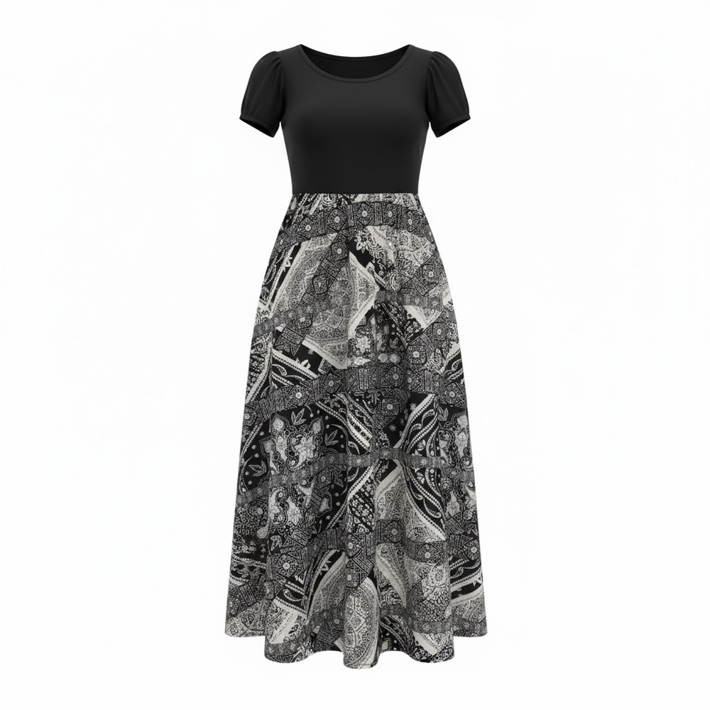 LuLaRoe Black and Gray Patterned Midi Dress